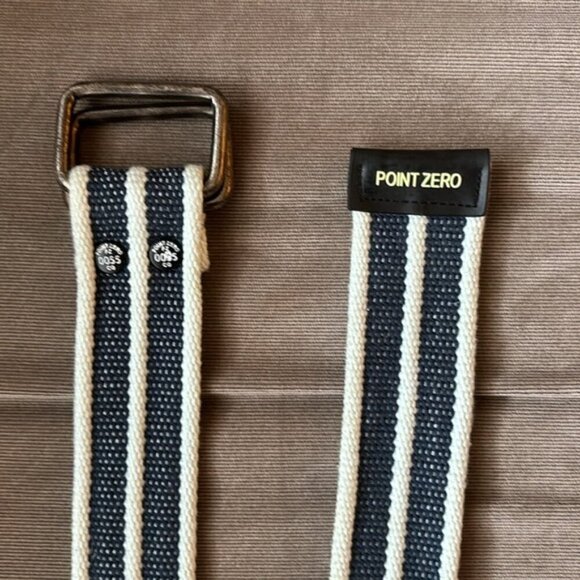 Point Zero Canvas Double Ring Belt Blue Striped - Picture 4 of 6